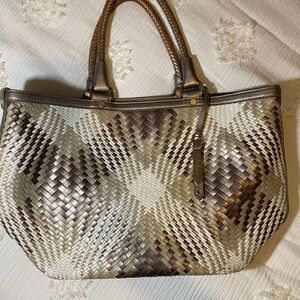 Cole Haan Metallic Woven Purse Tote Bag
